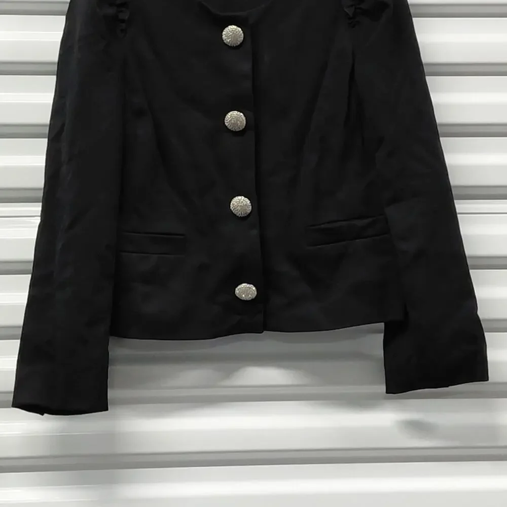 Kate Spade Womens Blazer Size 6 Black Quiet Luxury Chic Crystal Button Jacket - Picture 5 of 11